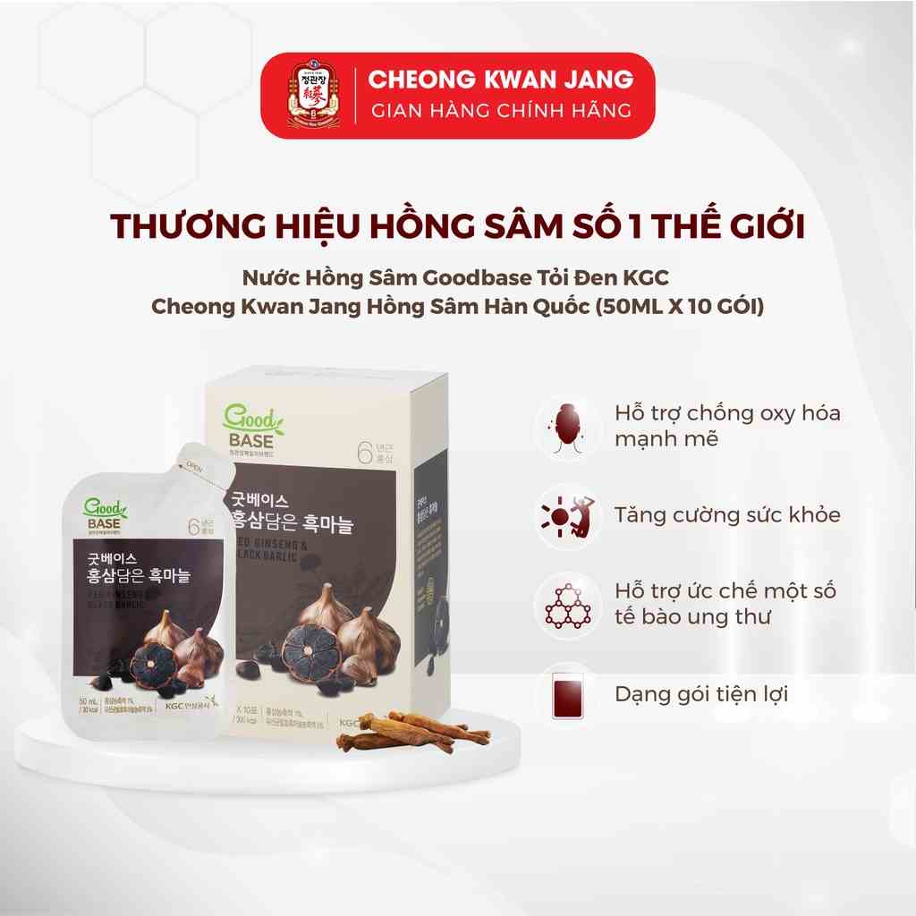 Nước Sâm Hàn Quốc Goodbase Vị Tỏi Đen KGC Cheong Kwan Jang (50ml x 10 gói)