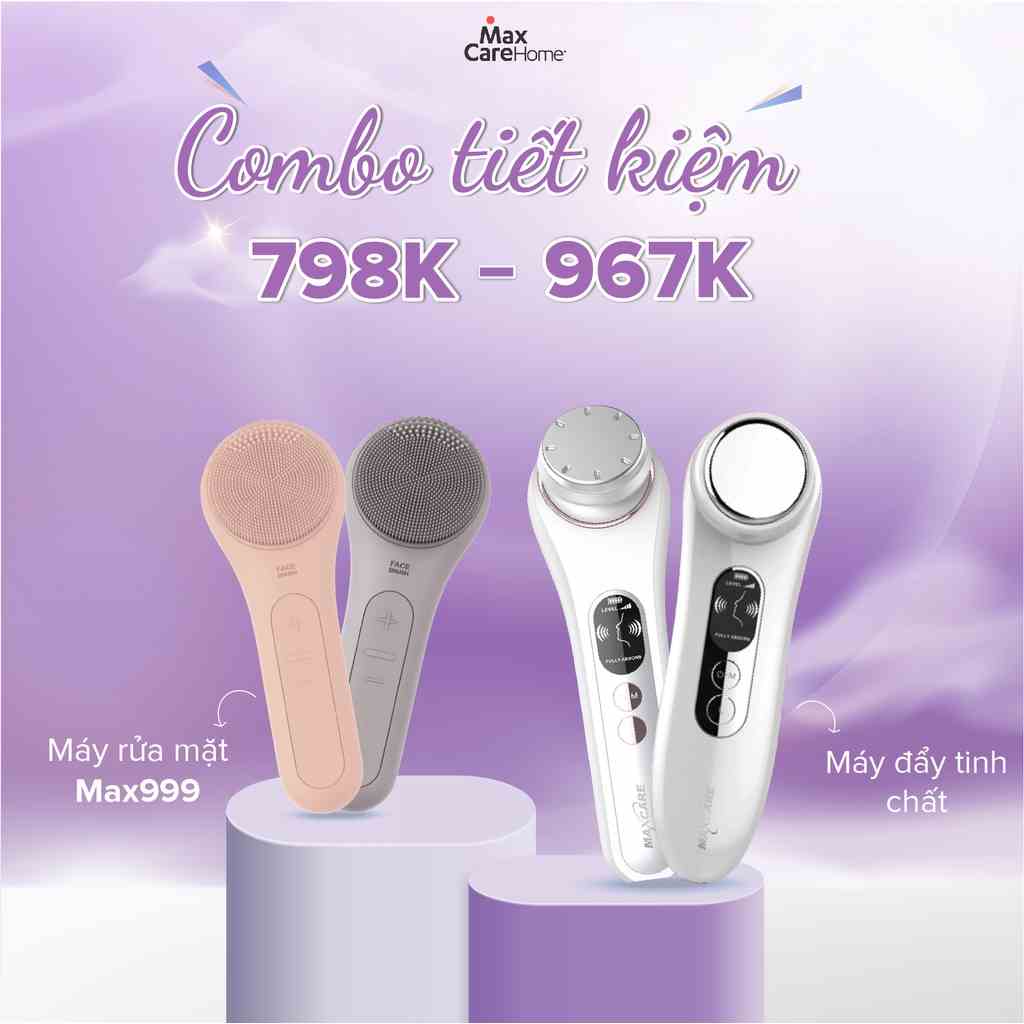 [Combo giảm 967K] Máy đẩy tinh chất ion nóng lạnh Max888PRO/Max888 + Máy rửa mặt Maxcare Max999