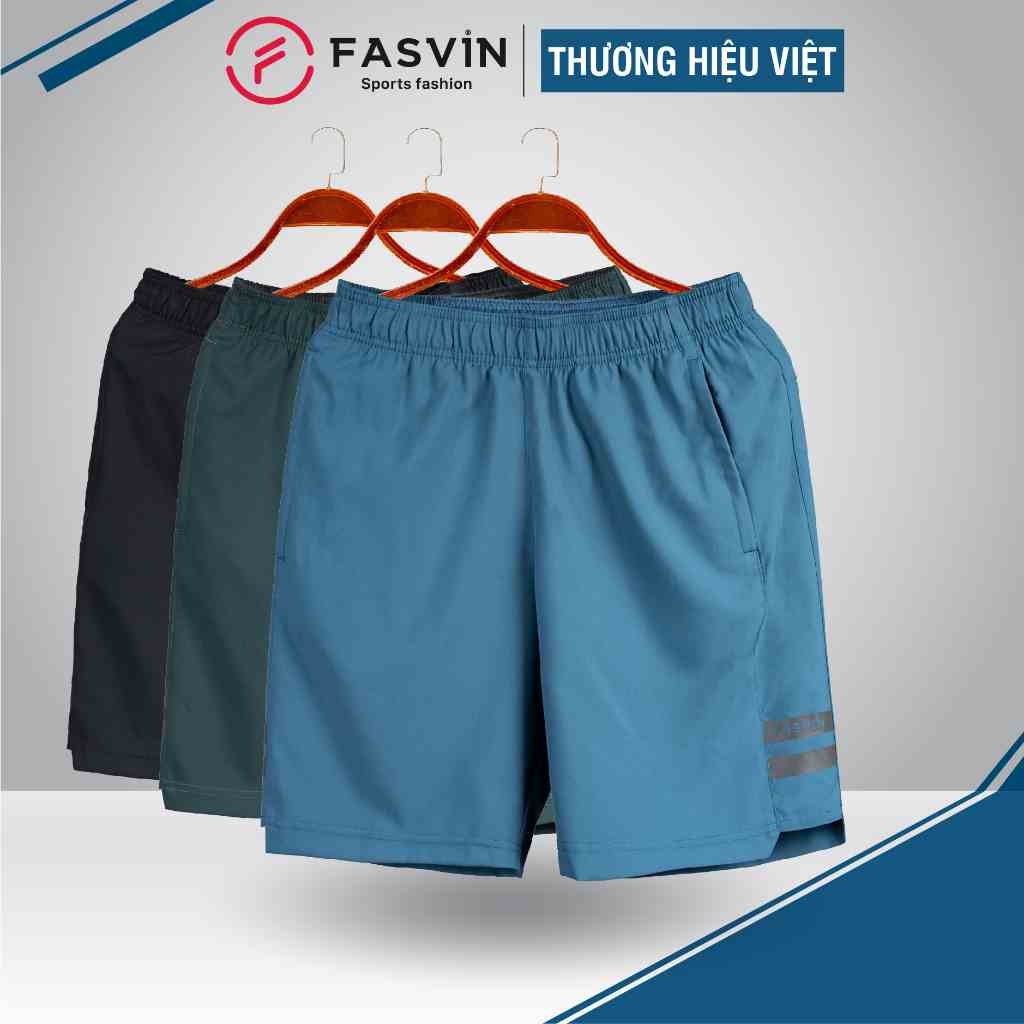 Quần đùi nam Fasvin Q23567.HN vải dù gió trơn mát co giãn chất đẹp hàng nhà máy phù hợp thể thao hay mặc nhà