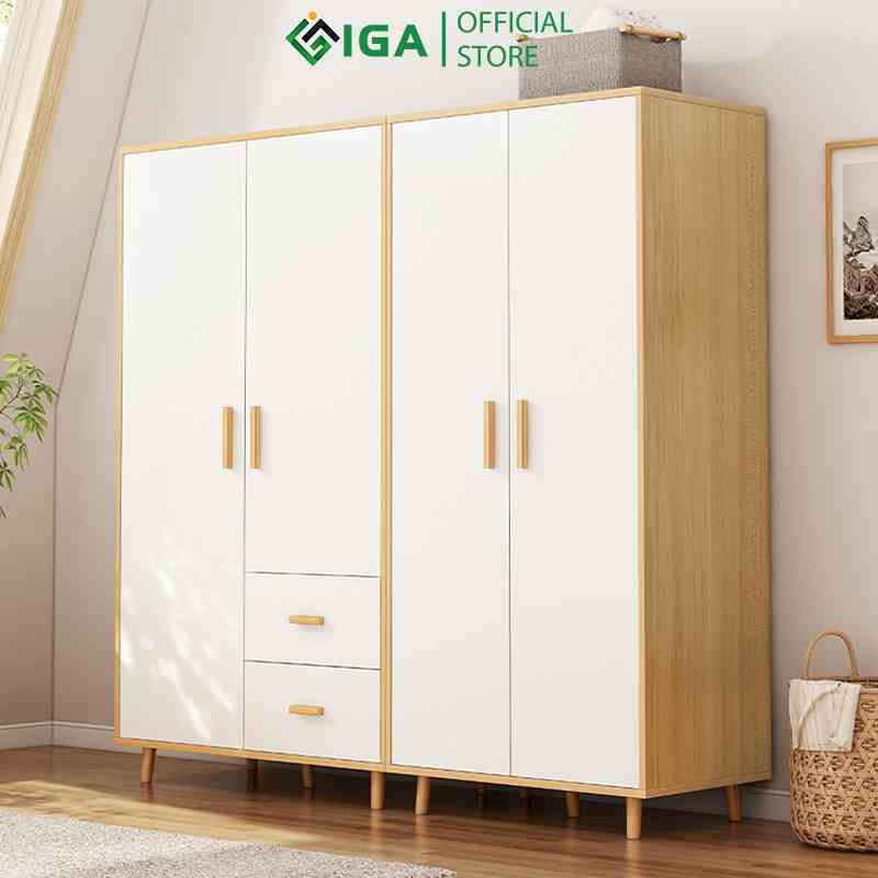 Tủ quần áo gỗ 2 cánh phong cách Nordic thương hiệu IGA - GP129