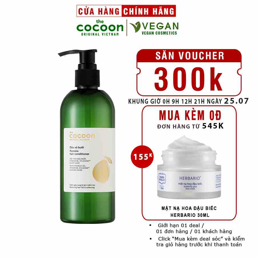 Dầu xả bưởi Pomelo Cocoon 310ml thuần chay giúp tóc mềm mượt