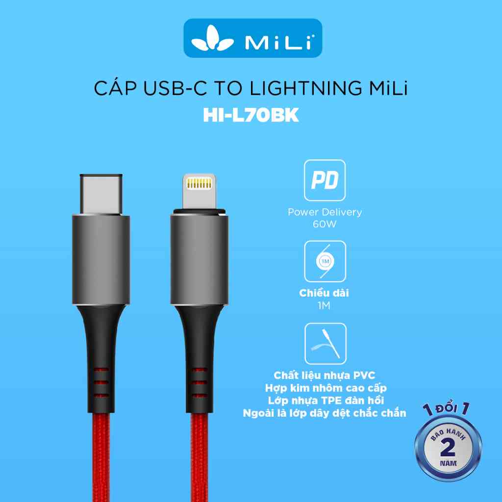 [Mã BMLTA35 giảm đến 35K đơn 99K] Cáp sạc USB-C to LW Mili-HI-L90RD