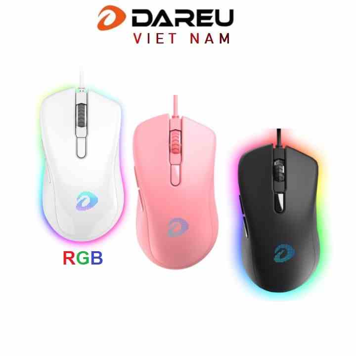 [Mã ELCL7 giảm 7% đơn 300K] Chuột Gaming DAREU EM908 Pink / Black / White (LED RGB, BRAVO sensor)