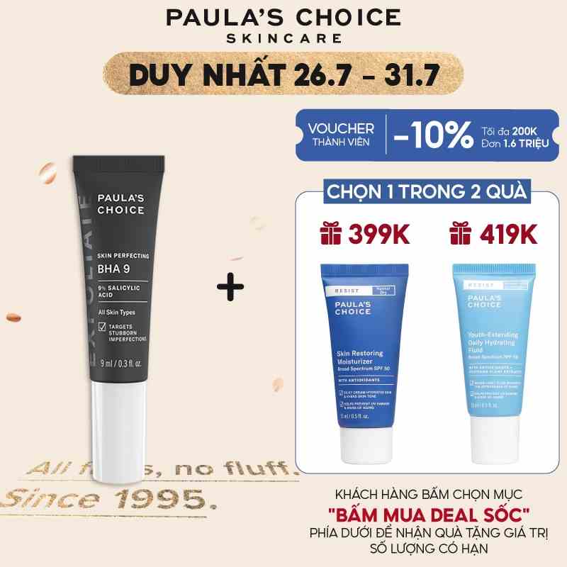 Tinh chất ngăn ngừa mụn đầu đen và bã nhờn 9% BHA Paulas Choice Skin Perfecting BHA 9 (9% Salicylic Acid) 9ml Mã 7730