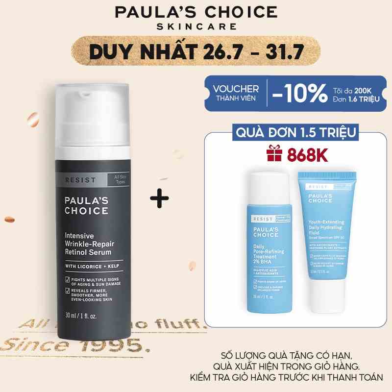 Tinh chất ngăn ngừa lão hóa và làm mờ nếp nhăn Paulas Choice Resist Intensive Wrinkle - Repair Retinol Serum 30ml 7710