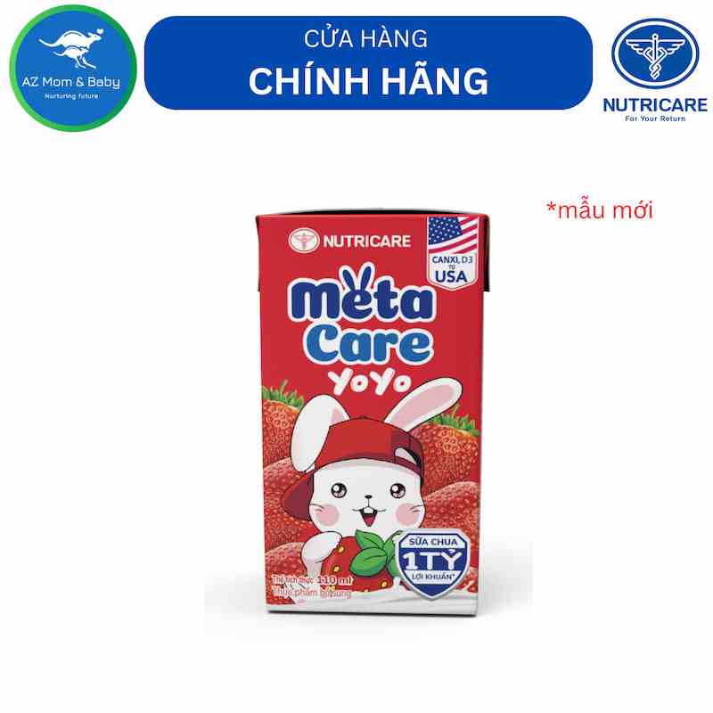 [Mã BMLTA35 giảm đến 35K đơn 99K] Thùng sữa uống dinh dưỡng vị chua Nutricare Metacare Yoyo Hương dâu (110ml x 48 hộp)