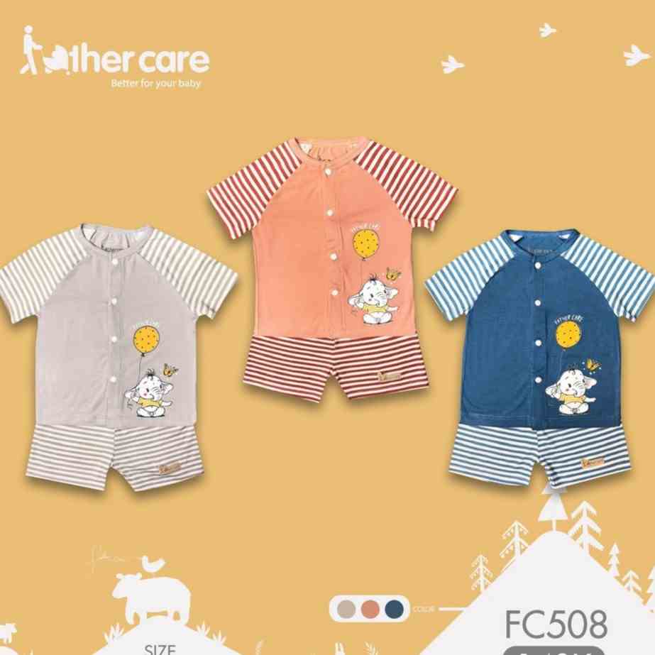 Bộ Quần Áo FatherCare Cộc Tay Cài Giữa - In hình Voi FC508