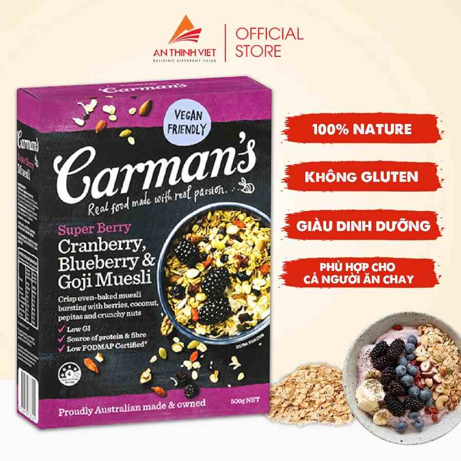 Ngũ Cốc Carmans Nguyên Hạt Ăn Kiêng Quả Dâu Mọng Và Hạt Khô Tự Nhiên  - Super Berry Muesli - Hộp 500g