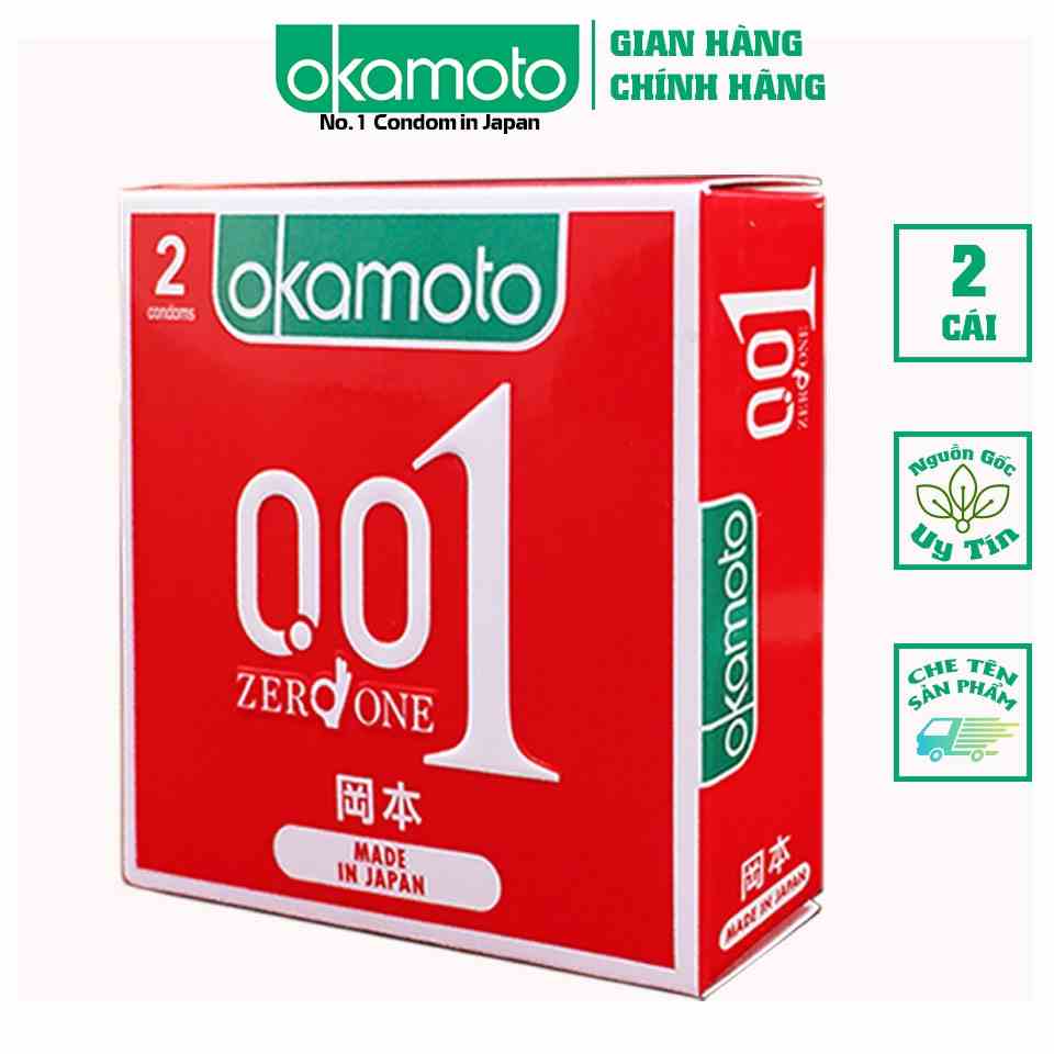 [Mã BMLTB35 giảm đến 35K đơn 99K] [ Tết Vui Vẻ ] Bao Cao su Okamoto 0.01 PU Siêu mỏng Truyền Nhiệt Nhanh Hộp 2 Cái