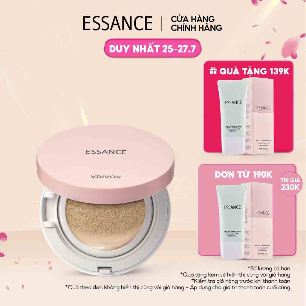 Phấn nước mịn lì mờ khuyết điểm Essance Veil Fit Cushion SPF50+ PA+++ 15g