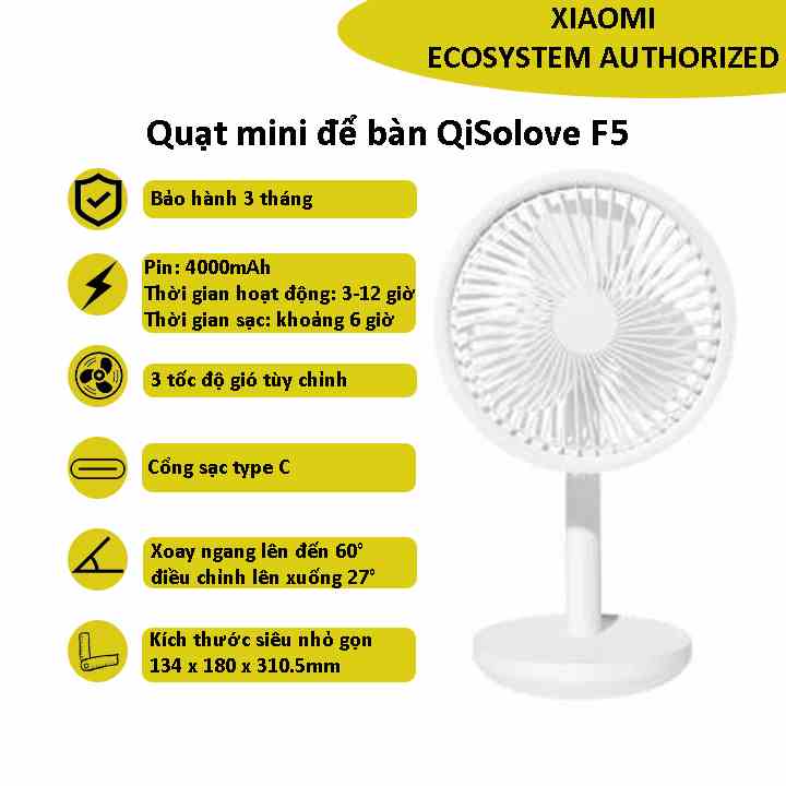 Quạt mini để bàn Xiaomi Solove F5 - Bảo hành 3 tháng - Shop Điện Máy Center