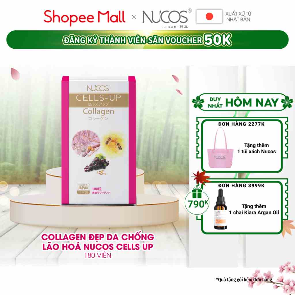 Viên uống collagen đẹp da chống lão hoá Nucos Cells Up 180 viên