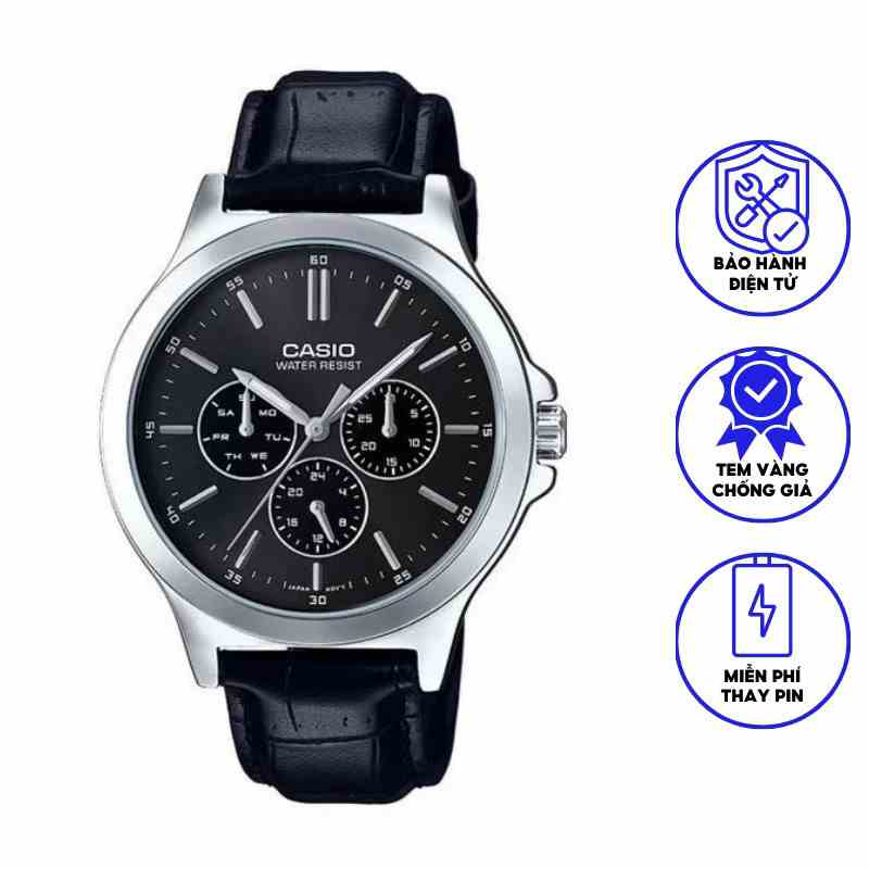 Đồng hồ nam dây da chính hãng Casio MTP-V300L-1AUDF