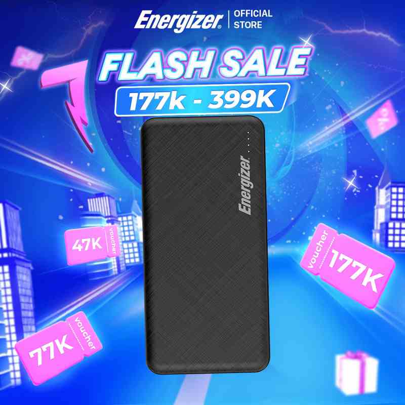 Sạc dự phòng Energizer 10000mAh UE10053 - Thiết kế vân nhám sang trọng, tích hợp 2 cổng outputs - Hàng chính hãng