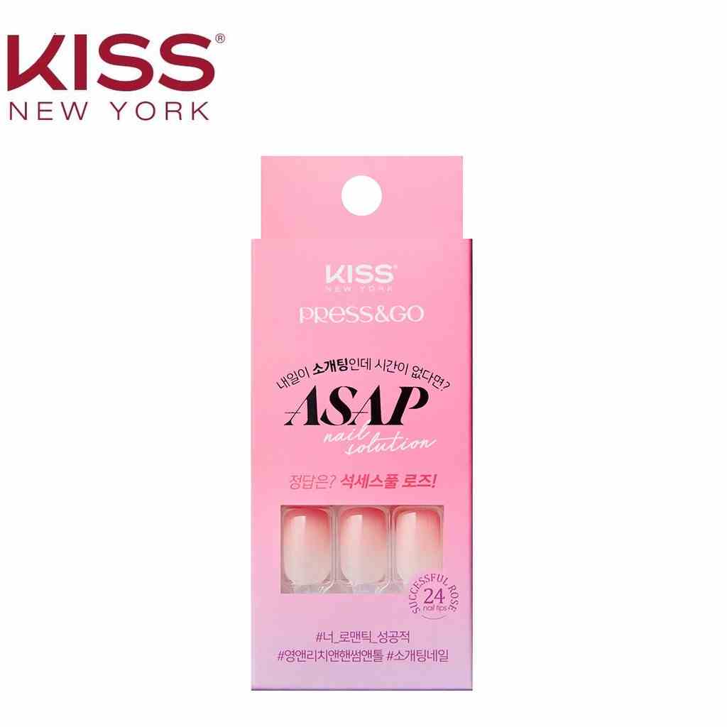 Bộ 24 Móng Tay Gel Tự Dán Press & Go Kiss New York Nail Box - Succesful Rose (KKPA05KA)