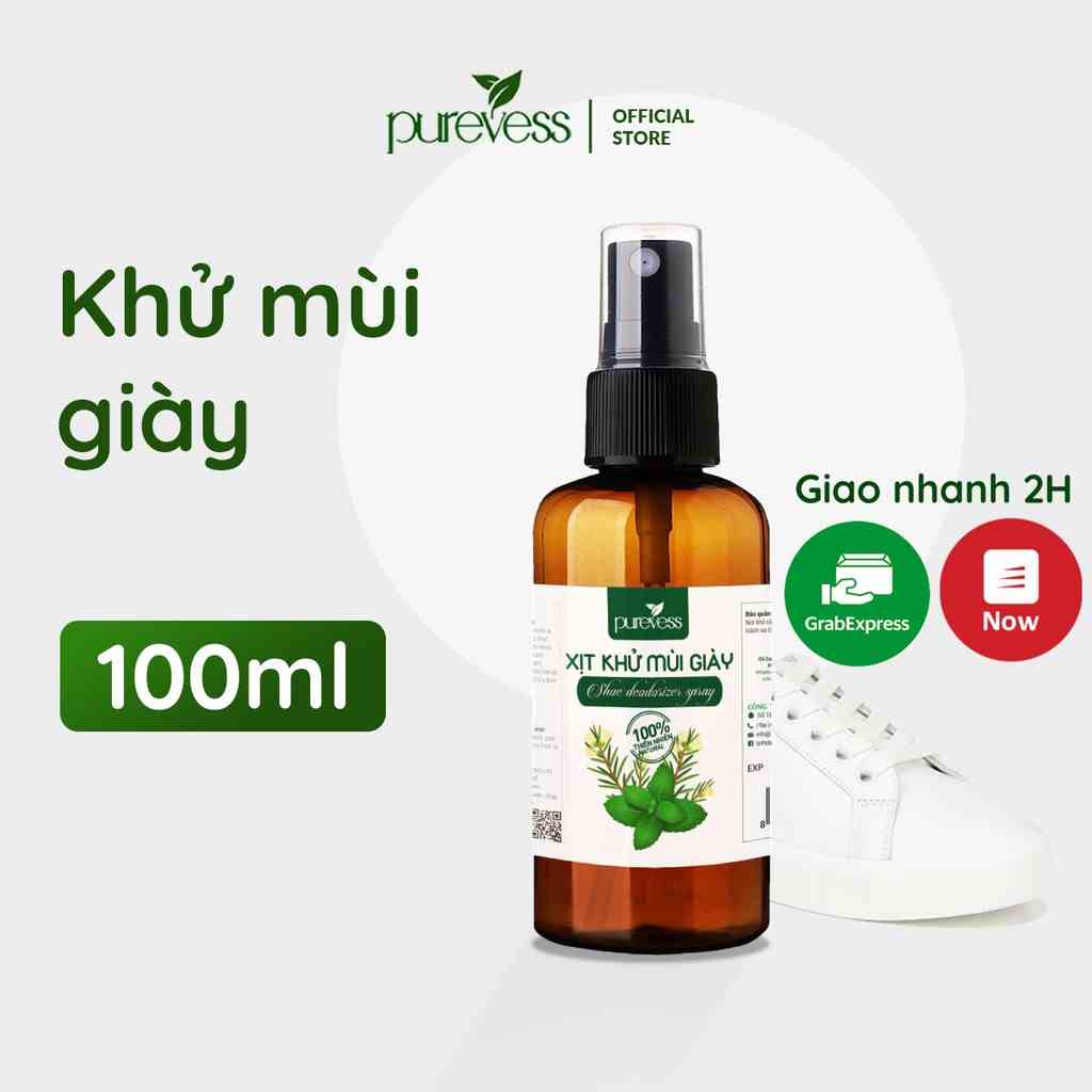 Xịt khử mùi giày Purevess hương bạc hà the mát 50ml - 100ml