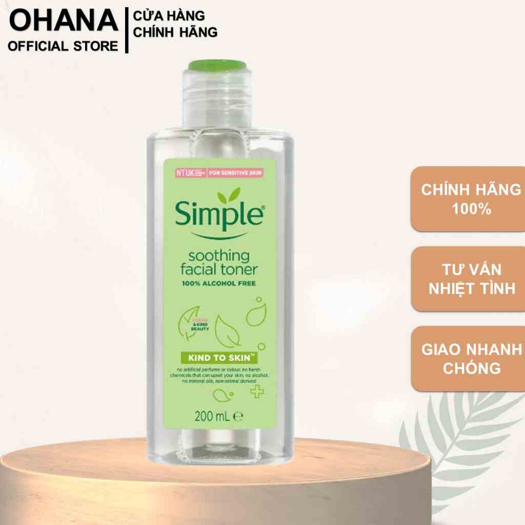 Nước Hoa Hồng Không Cồn Simple Kind To Skin Soothing Facial Toner 200ml