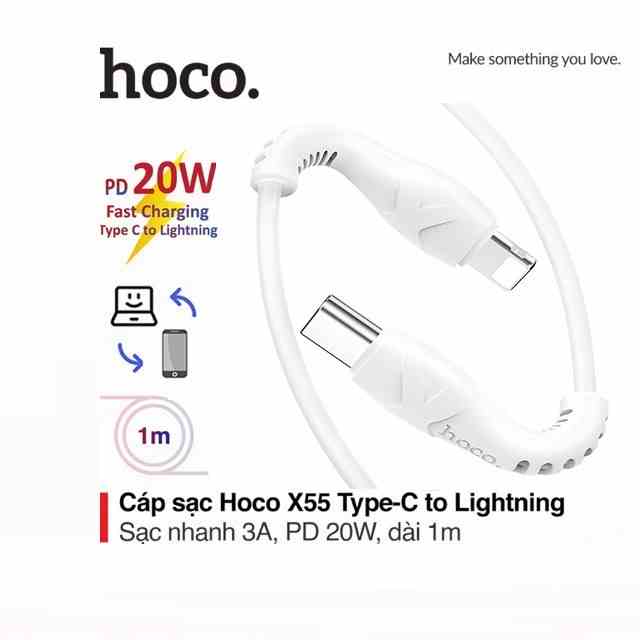 [Mã BMLTA35 giảm đến 35K đơn 99K] Cáp sạc nhanh PD20W Type-C to 11/12/13 Hoco X55 dây dẻo siêu bền dài 1M