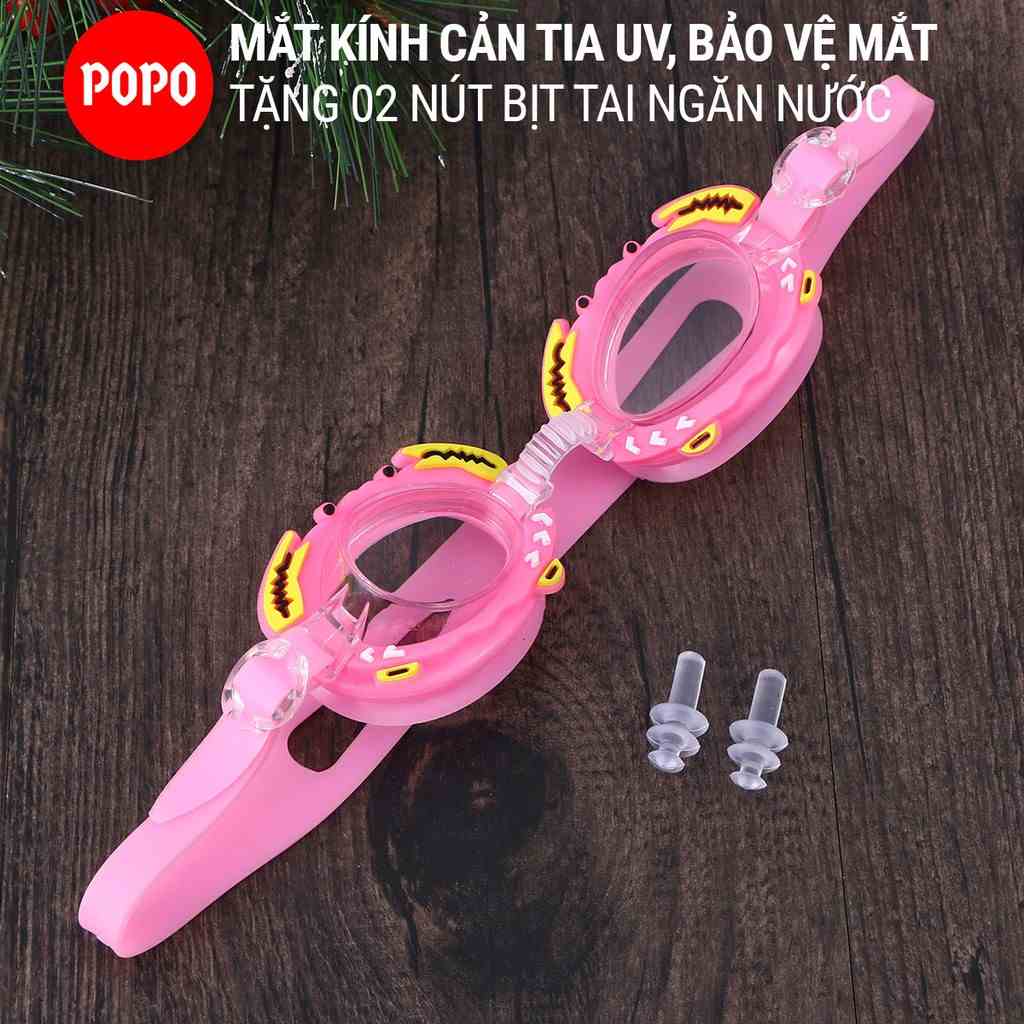 Kính bơi trẻ em cản tia UV POPO cho bé trai, gái hình cua, cá chất liệu an toán, bảo vệ mắt