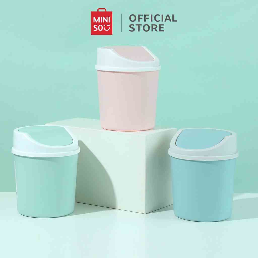 Bàn Thùng rác Mini  Miniso nhỏ gọn tiện lợi dễ thương nhiều mẫu- Giao màu ngẫu nhiên