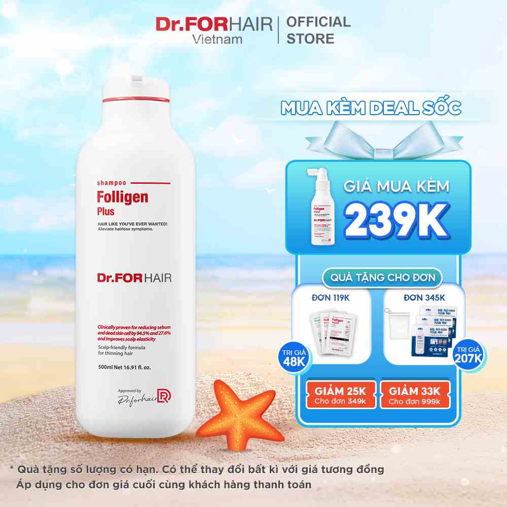 Dầu gội đầu sạch gàu, hỗ trợ mọc tóc, giảm rụng tóc Dr.ForHair Folligen Plus Shampoo 500ml