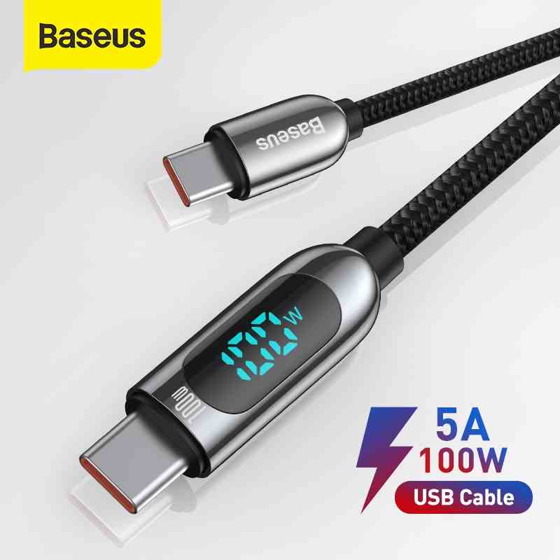 Cáp Sạc Nhanh Baseus Pd Qc Hiển Thị Thông Minh 100w Loại C Sang Usb C Cho Macbook