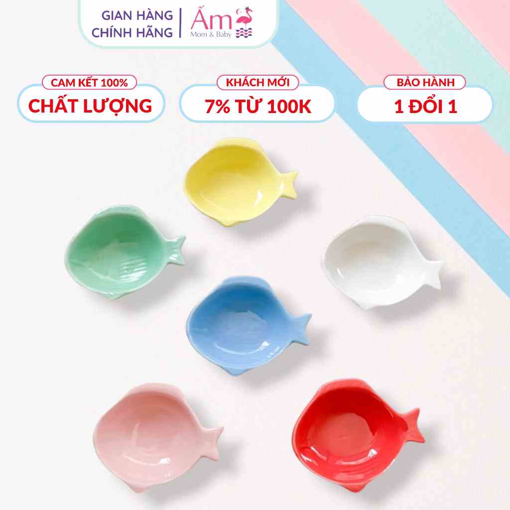 Bát Sứ Ăn Dặm Cho Bé Hình Cá Kiểu Nhật Dung Tích 50ml Ấm Baby Đựng Nước Chấm Dashi Ấm Gift Decor