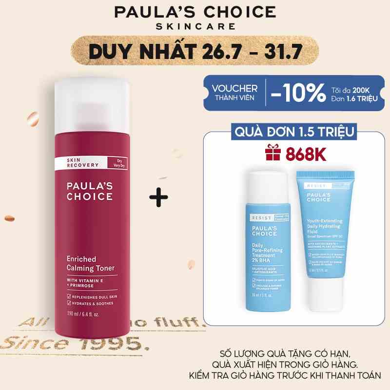 Toner phục hồi độ ẩm cho da Paulas Choice Skin Recovery Enriched Calming Toner 190ml 1250