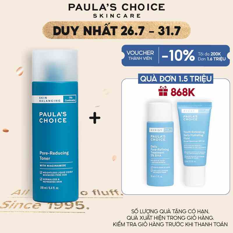 Nước hoa hồng Paula’s Choice Skin Balancing Pore Reducing Toner 190ml 1350