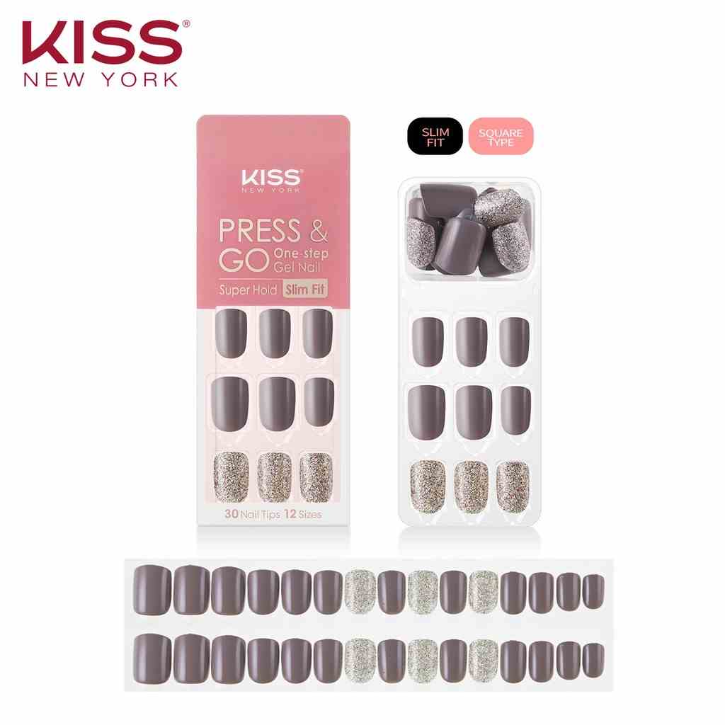 [Mã BMLTB35 giảm đến 35K đơn 99K] Bộ 30 Móng Tay Gel Tự Dán Press & Go Kiss New York Nail Box - Shiny Pebble (KPNS16K)