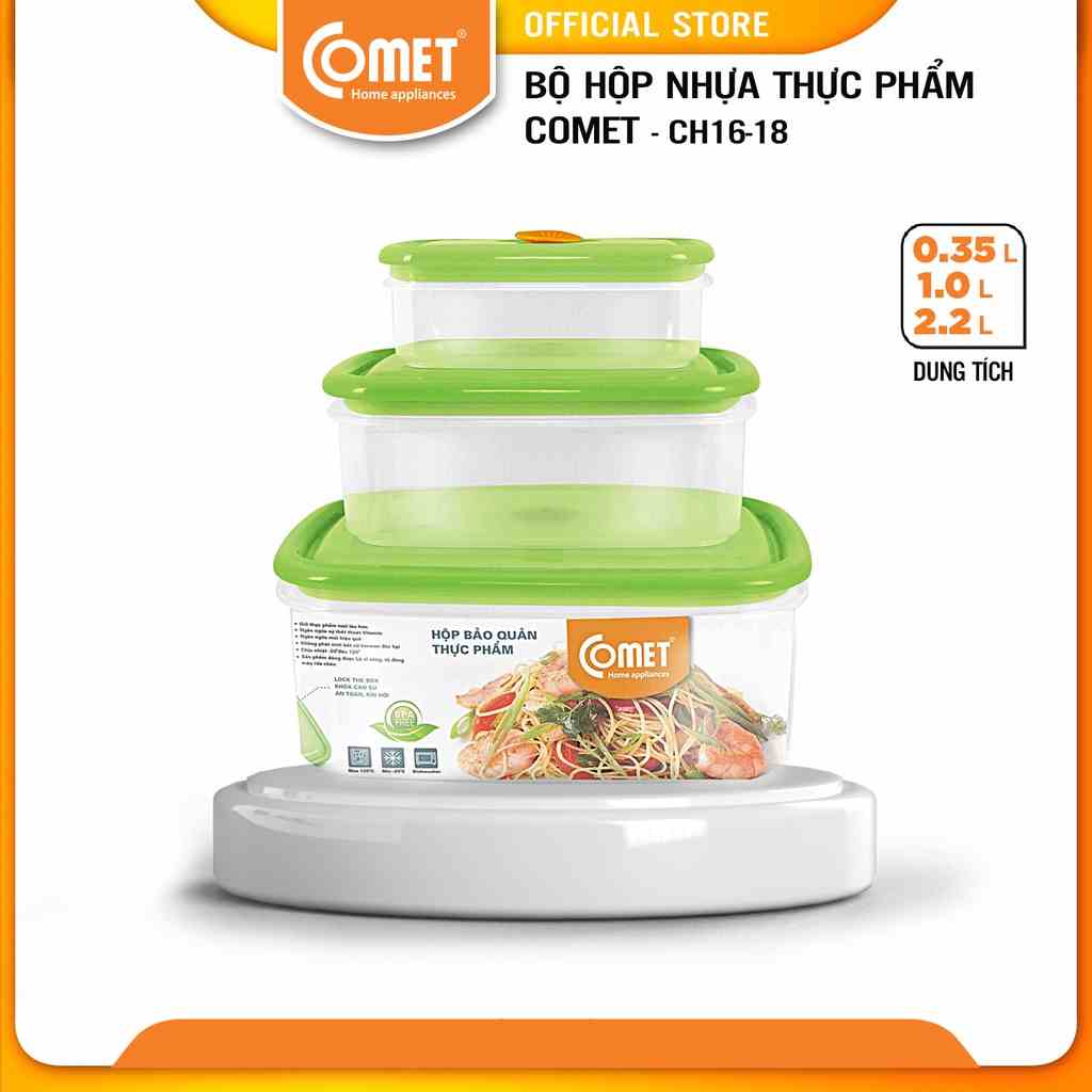 [LIFEMC11M2ADP -12% đơn 250K] Bộ 3 hộp nhựa đựng thực phẩm COMET CH16-18