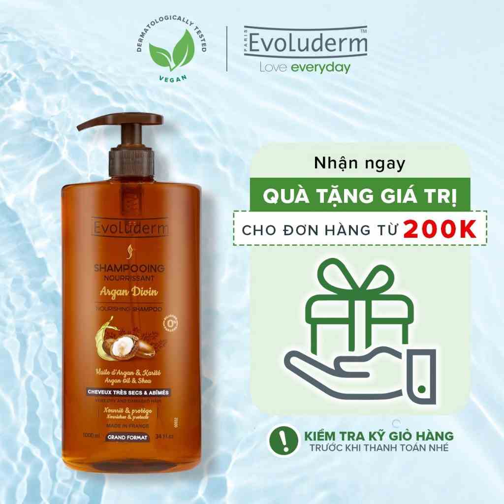 Dầu gội dành cho tóc rất khô và bị hư tổn Evoluderm Shampoing Nourrissant Argan Divin 1000ml-15269