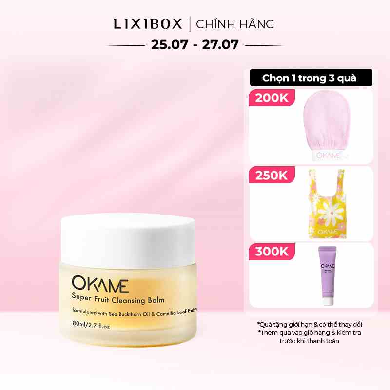 Sáp tẩy trang nhũ hoá, làm sạch sâu Okame Super Fruit Cleansing Balm - 80ml