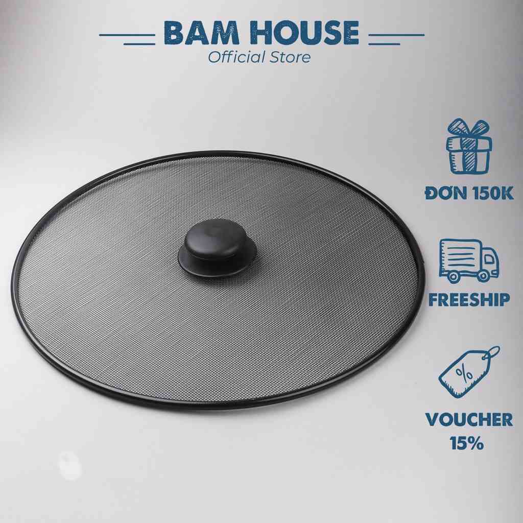 Nắp lưới đen đậy chảo chống văng dầu mỡ inox Bam House loại lớn cao cấp NLD01 – BamBam Store