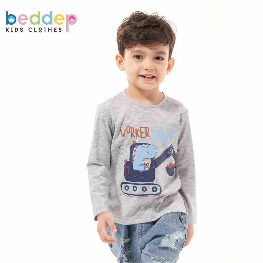 Áo Thun Tay Dài Bé Trai Từ 1 Đến 8 Tuổi Chất Cotton In Hình Khủng Long Thời Trang Thu Đông Beddep Kid Clothers BA05