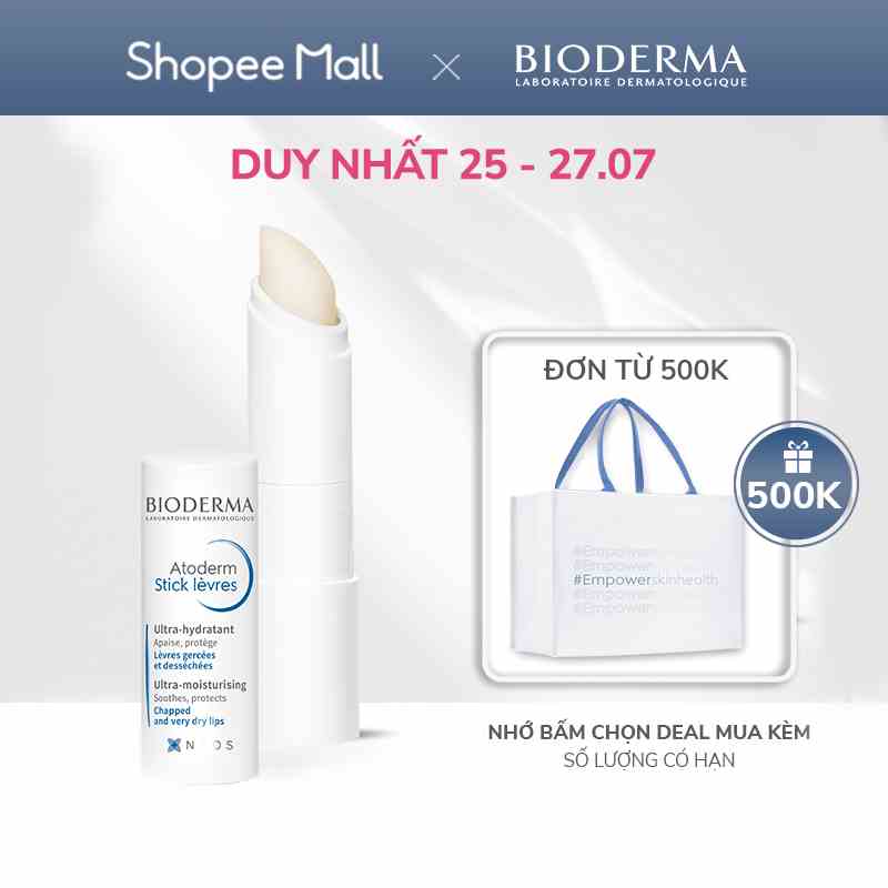 Son dưỡng môi khô nứt nẻ và tổn thương Bioderma Atoderm Stick Levres - 4g