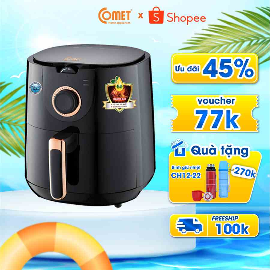 [Mã ELCMVIP1 giảm 10% đơn 699K] Nồi chiên không dầu COMET CM6836 - 4,5L