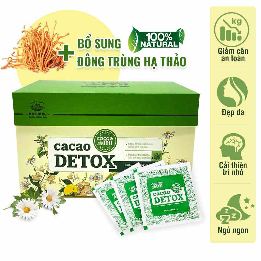 Cacao Detox CACAOMI thức uống thanh lọc cơ thể, tăng cường đề kháng, hỗ trợ giảm cân, ăn kiêng chế độ Keto, Eat Clean