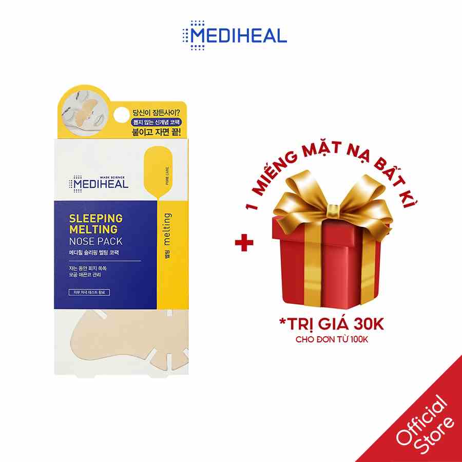 [Mã BMTTC60K giảm đến 60K đơn 50K] Mặt Nạ Làm Sạch Mụn Đầu Đen Mediheal Sleeping Melting Nose Pack Hộp 3 Miếng [K69]