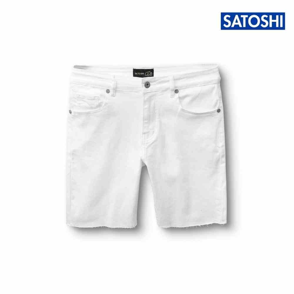 [Mã BMLTB200 giảm đến 100K đơn 499K] Quần short jean ngắn nam SATOSHI SAQS47 trắng trơn form skinny, dày dặn