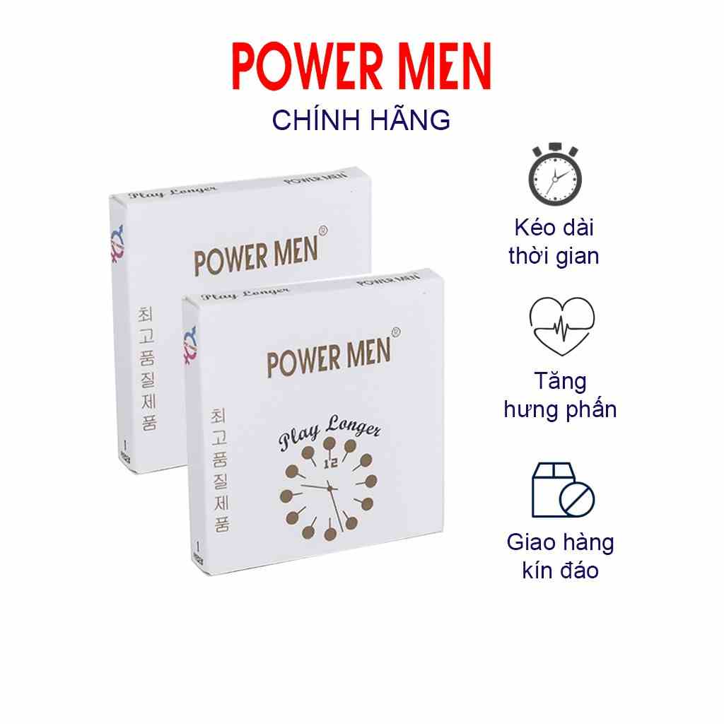 Combo 2 Bao cao su gân gai, kéo dài thời gian Powermen Player Longer Hộp 1 BCS (2PL1)