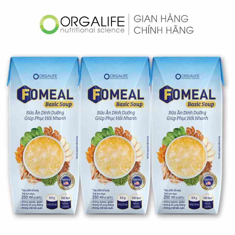 Lốc 3 hộp thực phẩm dinh dưỡng cân bằng Fomeal Basic Soup 250ml/hộp - bữa ăn thay thế, nâng cao sức khỏe người bệnh