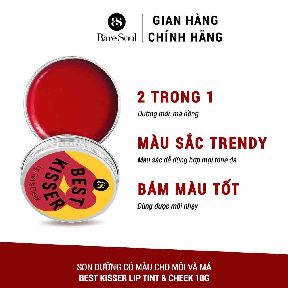 Son dưỡng có màu kiêm má hồng giúp làm hồng môi và má tự nhiên BareSoul Lip Tint & Cheek 10g