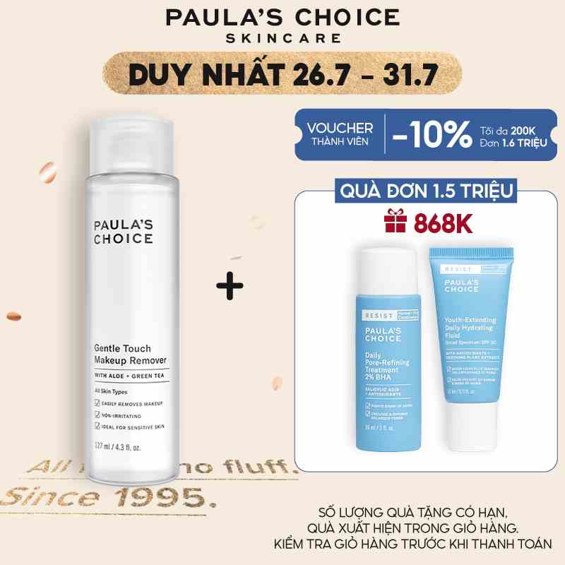 [Mã COSPAU1A giảm 8% đơn 400K] Tẩy trang dịu nhẹ Paulas Choice Gentle Touch Makeup Remover 127ml 3100