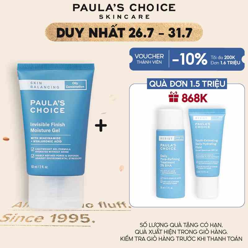 Kem dưỡng ẩm kiểm soát dầu Paula’s Choice Invisible Finish Moisture 60ml 3400