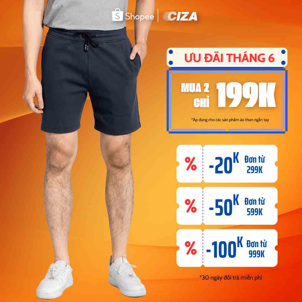 Quần short nam ngắn CIZA cao cấp vải cotton đẹp thời trang phong cách thể thao size S M L XL QSTS02