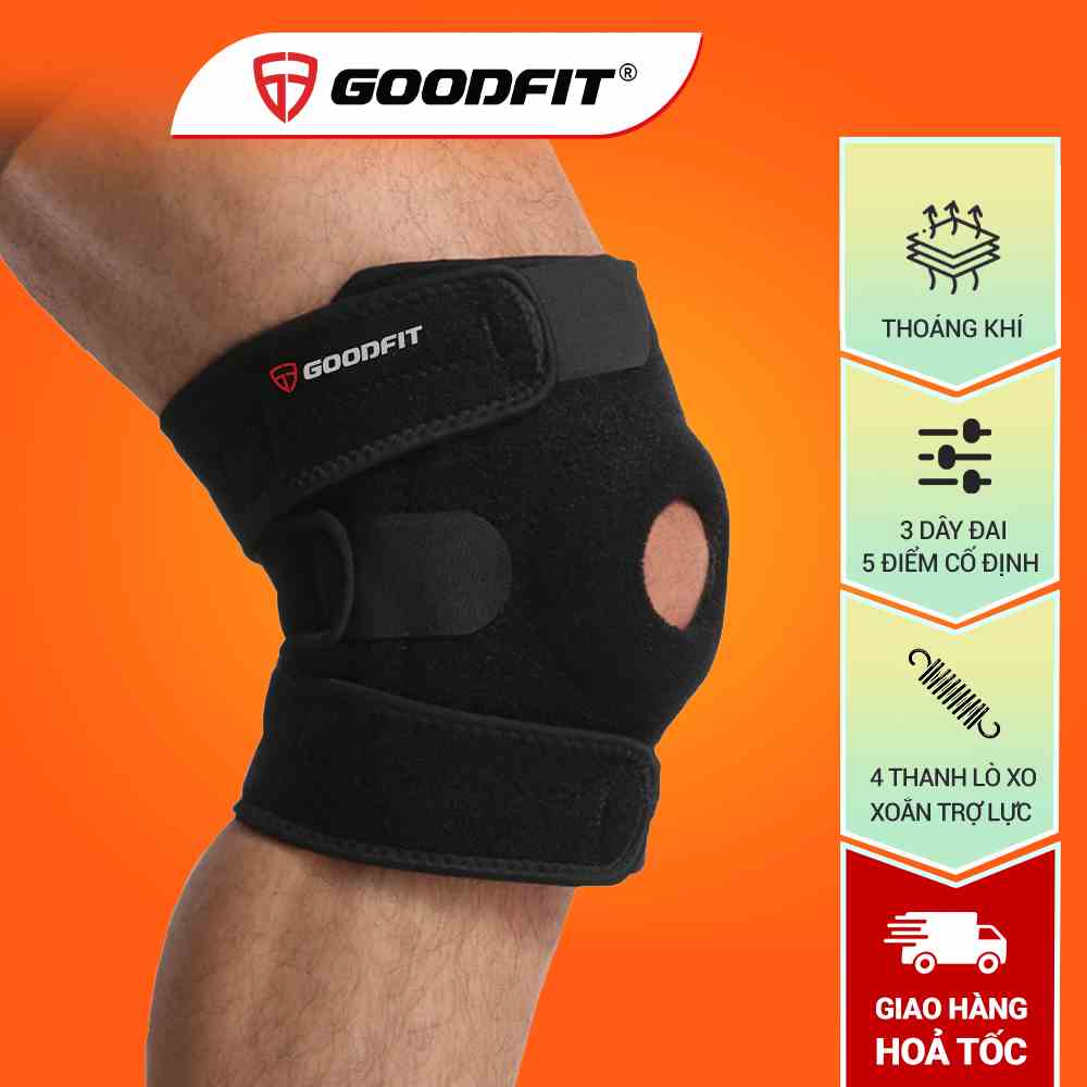 Băng gối thể thao GoodFit GF515K dày dặn, 3 đai dán, thoáng khí