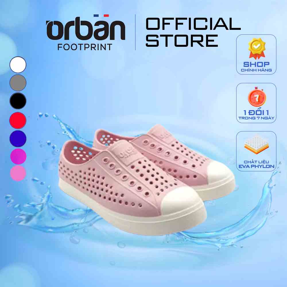 [Mã BMLTA35 giảm đến 35K đơn 99K] Giày Slipon Lỗ Urban Footpritn EVA Fylon Hồng Trắng (D2001 AD8)