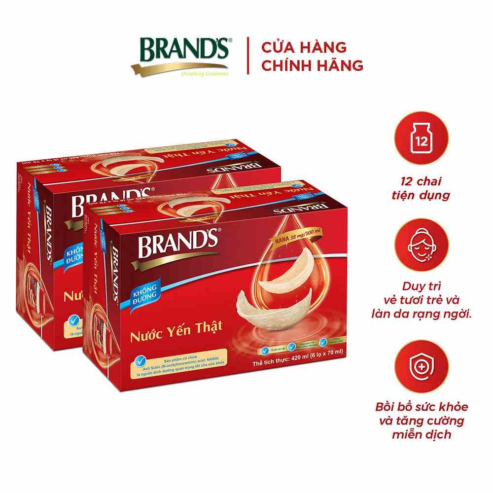 [Mã BMLTB200 giảm đến 100K đơn 499K] Combo 2 Nước yến thật BRANDS Không Đường (70 ml x 6 lọ)