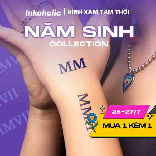 [Năm sinh Collection] Hình xăm dán tạm thời Inkaholic 15 ngày, xăm trong 1 phút, chống nước.